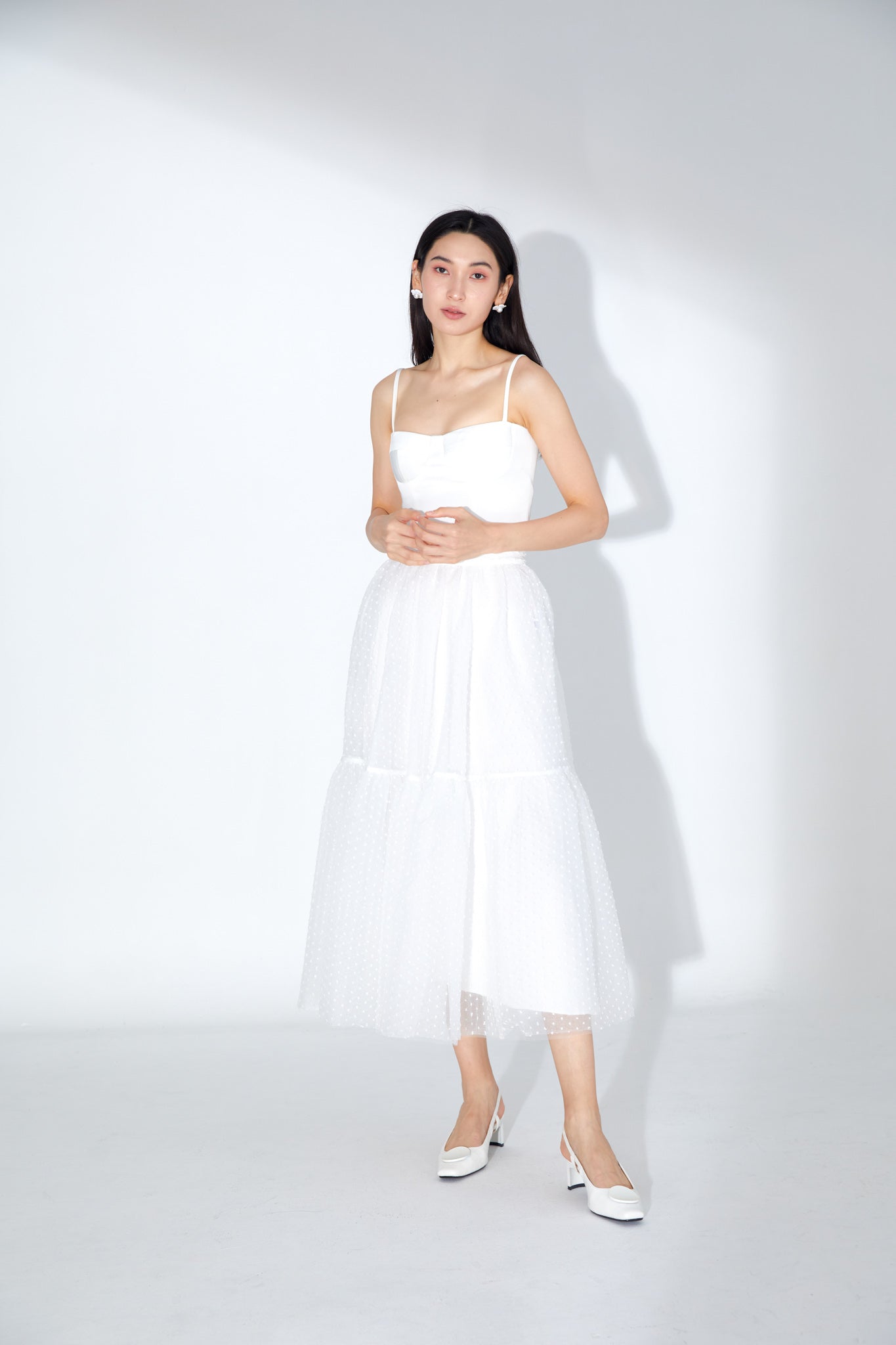 Janelle White Swiss Dot Skirt