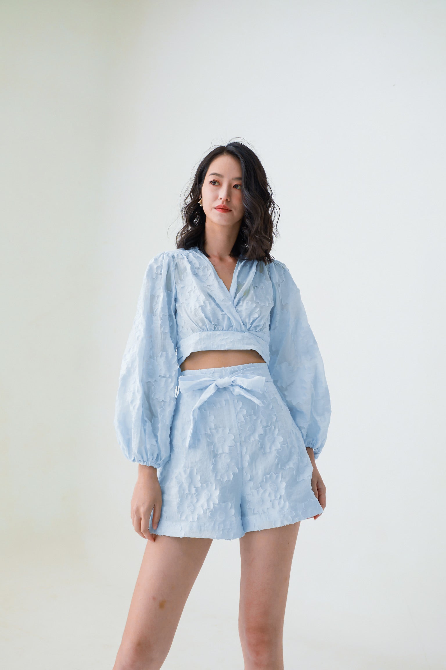 Evalyn Jacquard Top Blue