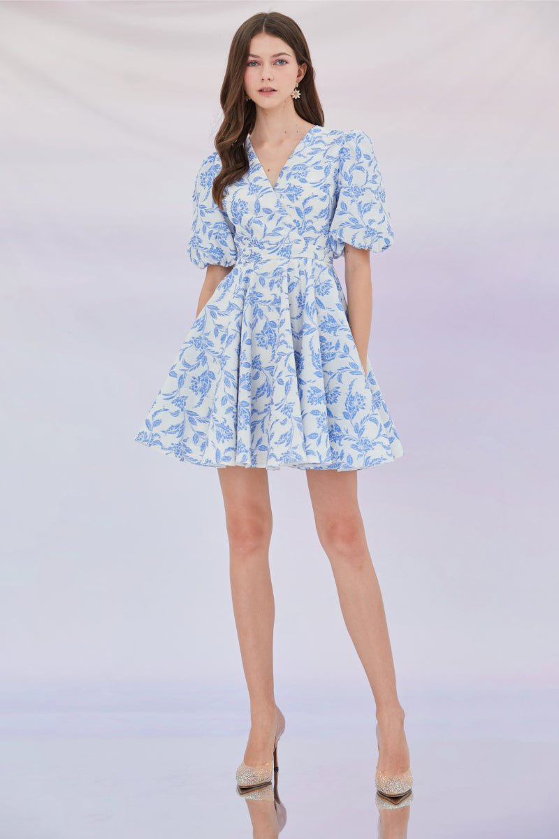 Elena Botany Puff Sleeves Dress Lilac - Nimisski