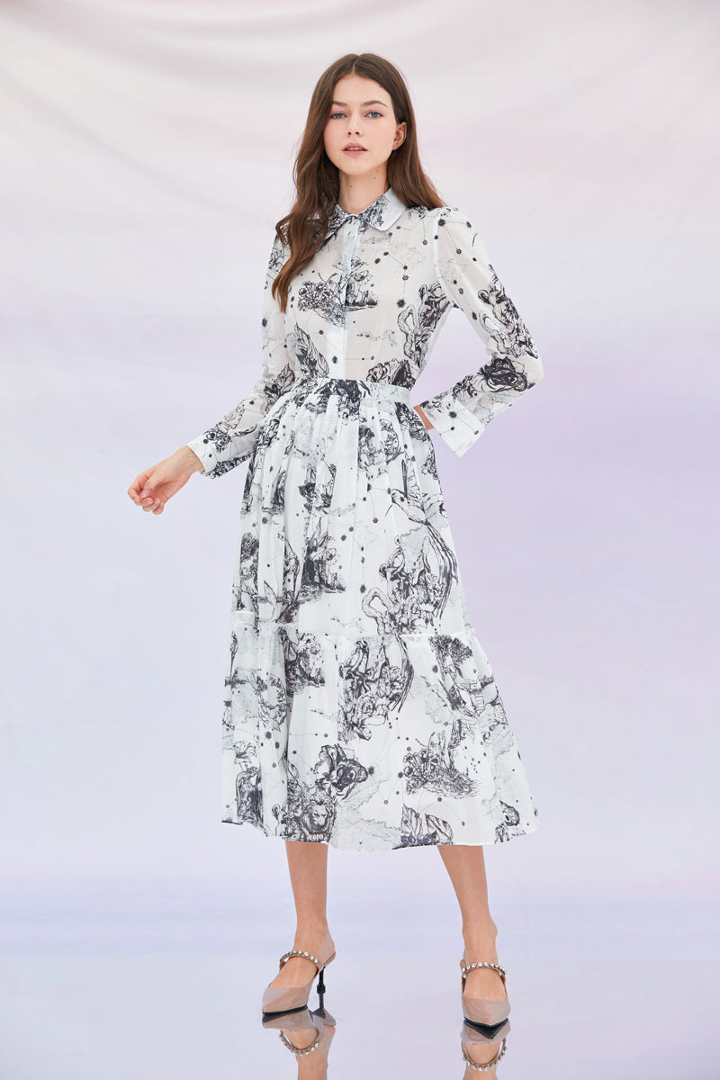 Elodie Abstract Bird Print Skirt