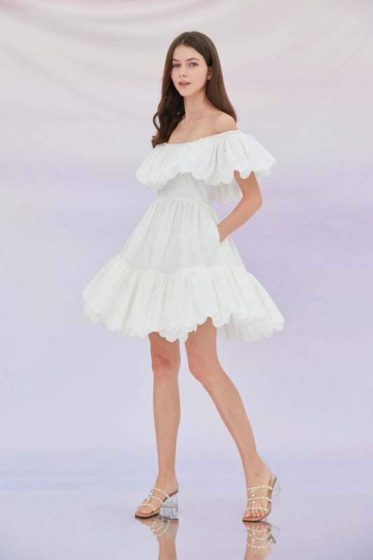 Evelynn White Embroidered Dress