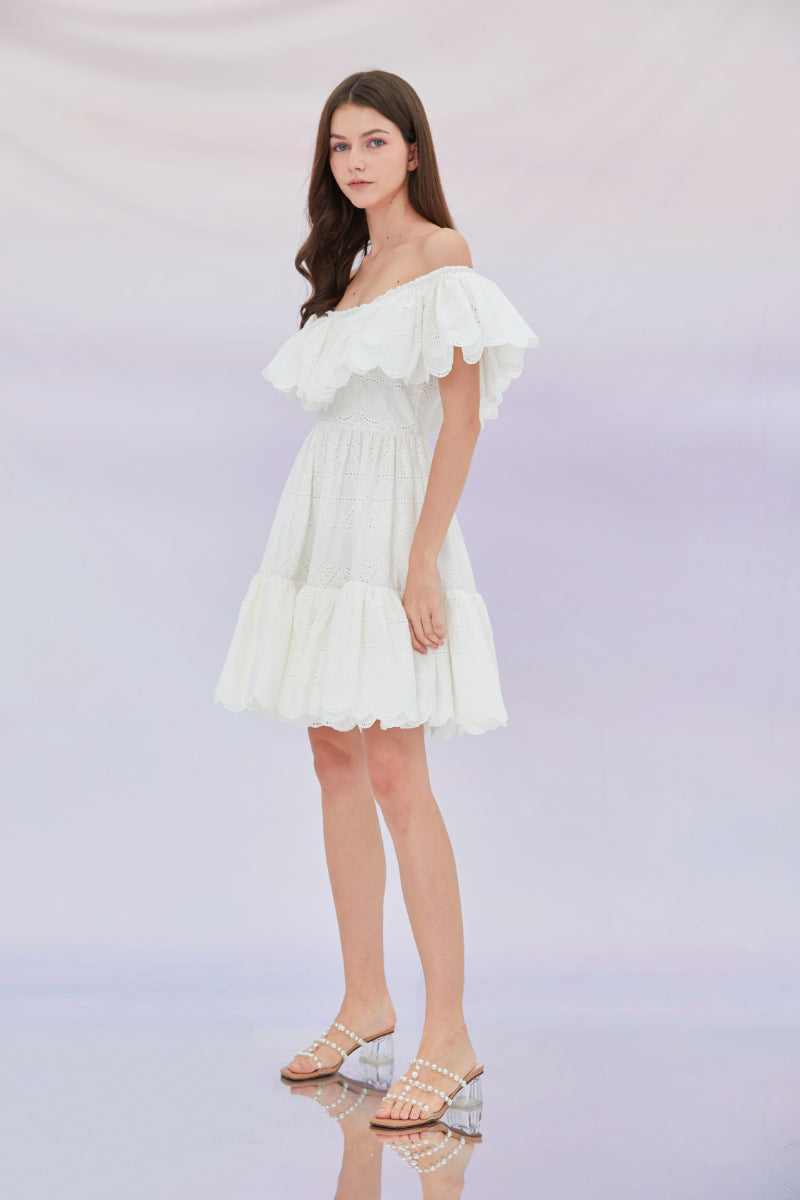 Evelynn White Embroidered Dress