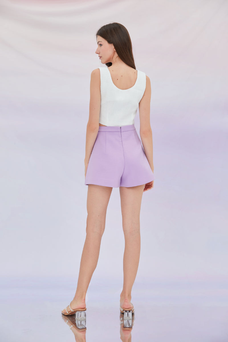 Jenny Purple A-Line Satin Shorts