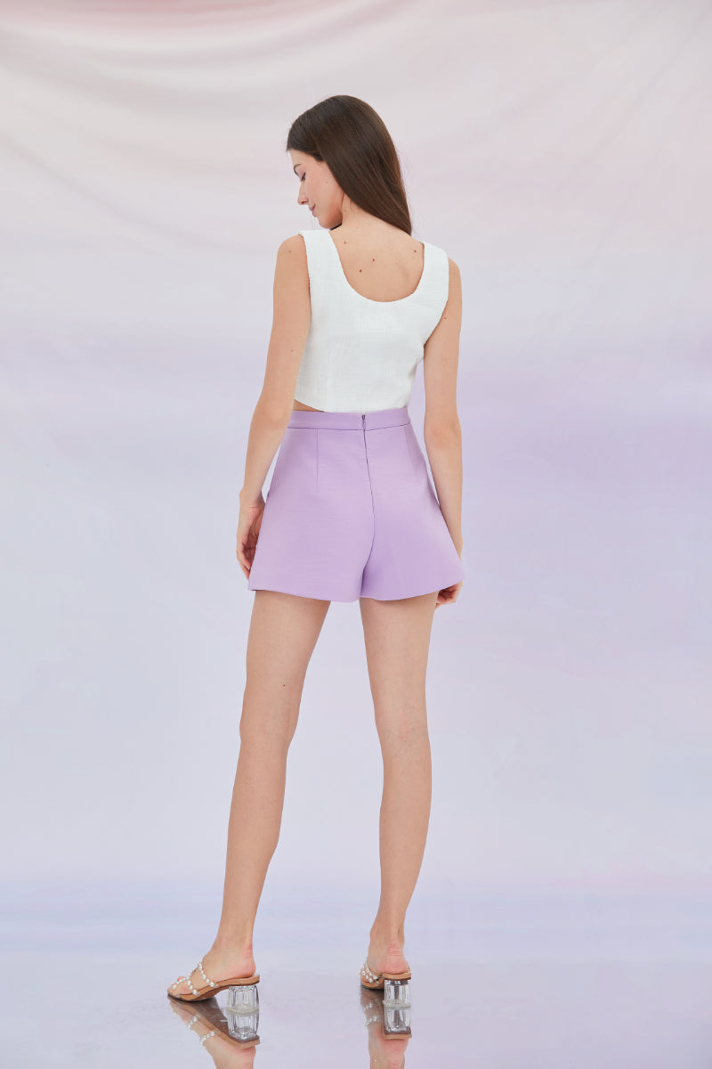 A-Line Satin Shorts in Purple
