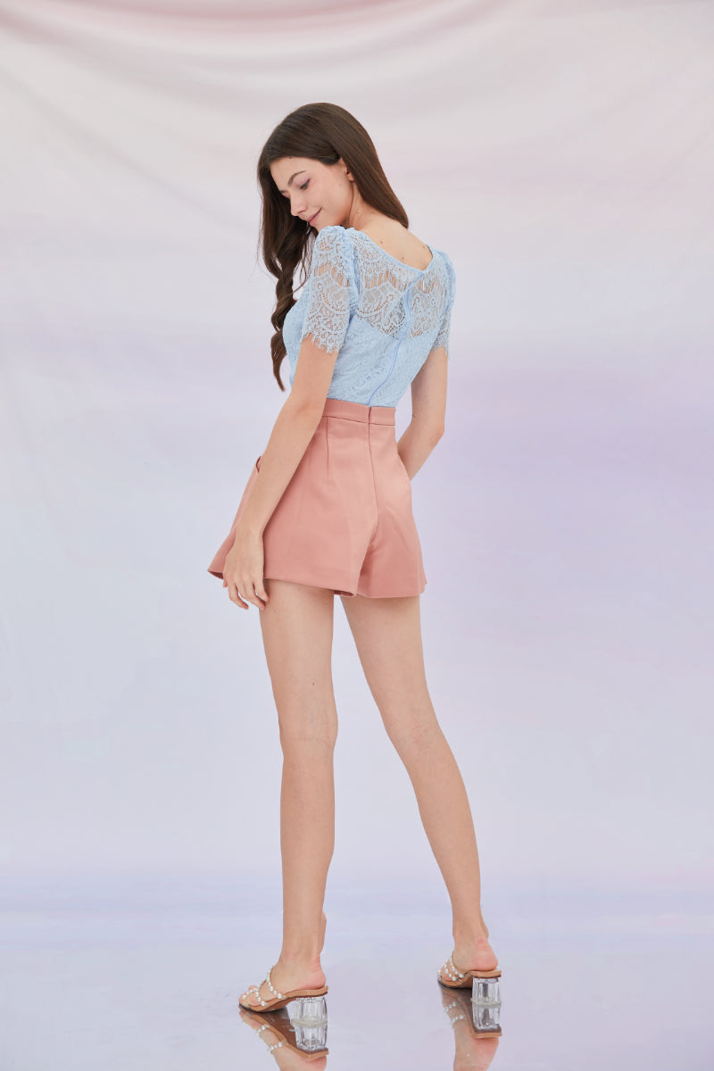 Jenny Dark Pink A-Line Satin Shorts