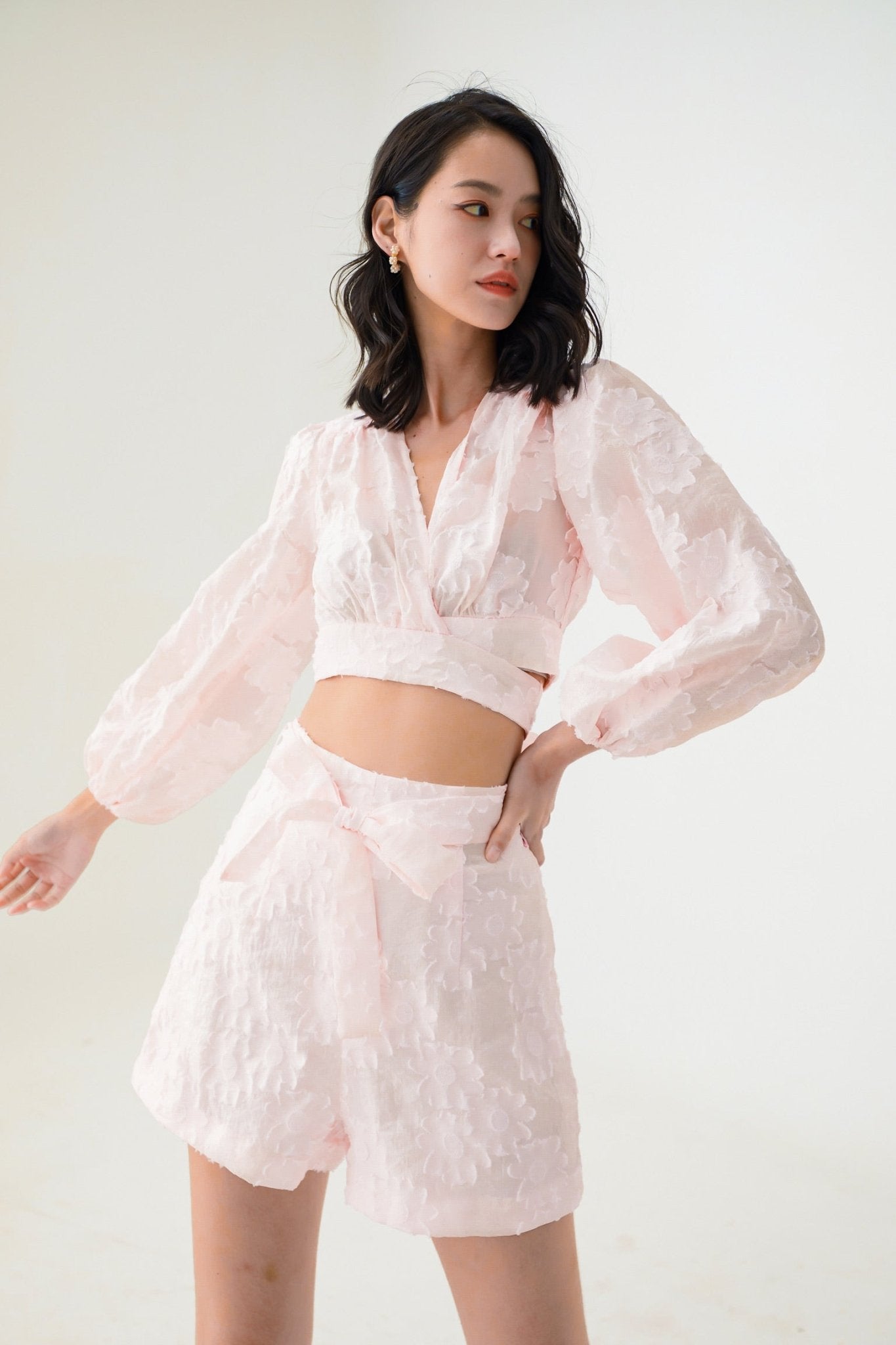 Evalyn Jacquard Top Pink - Nimisski