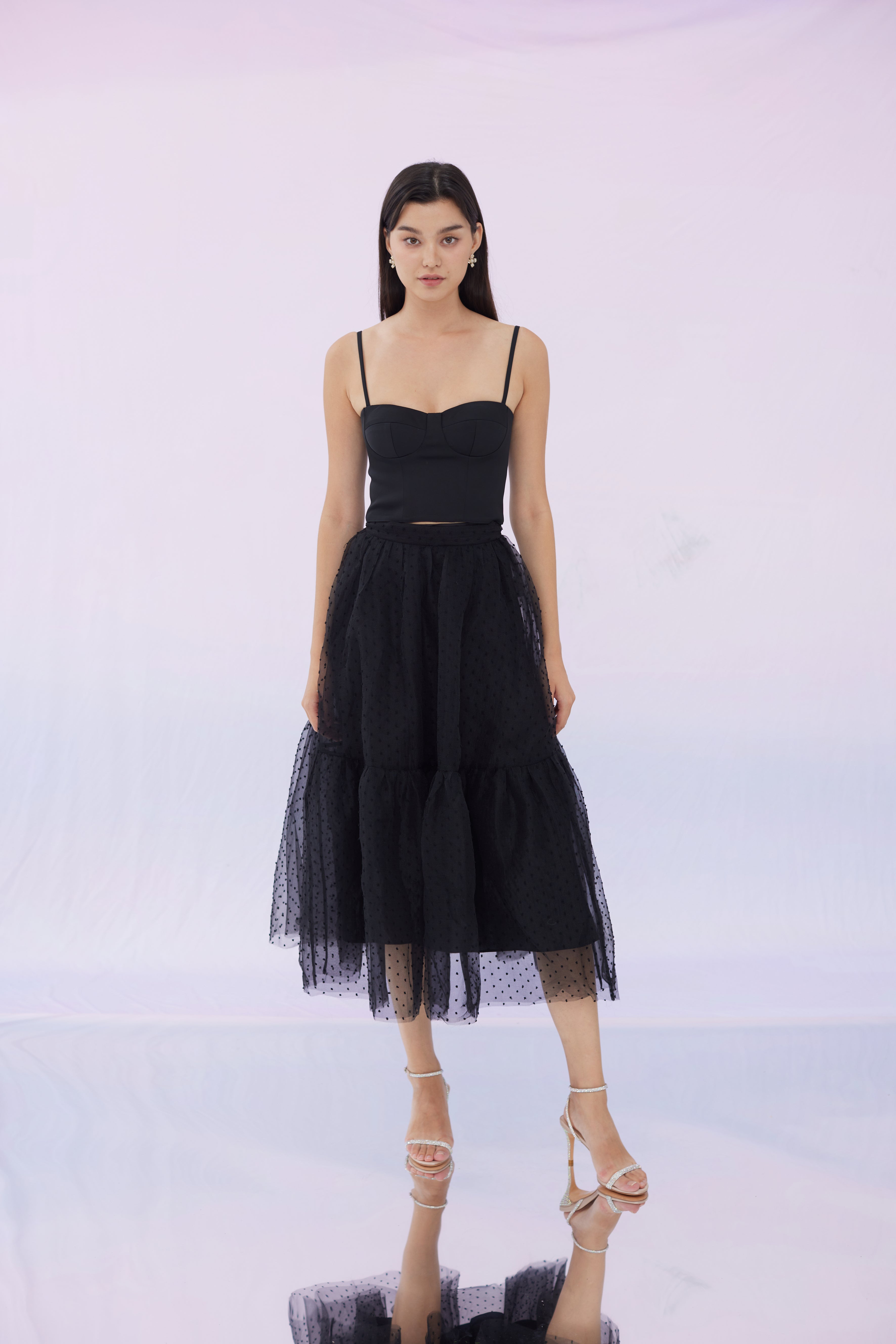 Janelle Black Swiss Dot Skirt