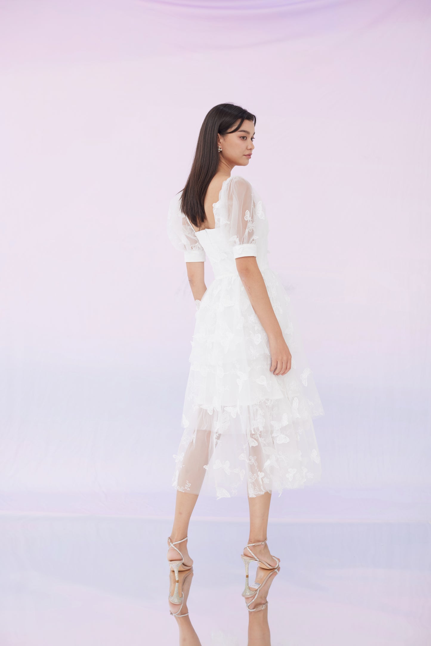 Felica White Tier Long Dress