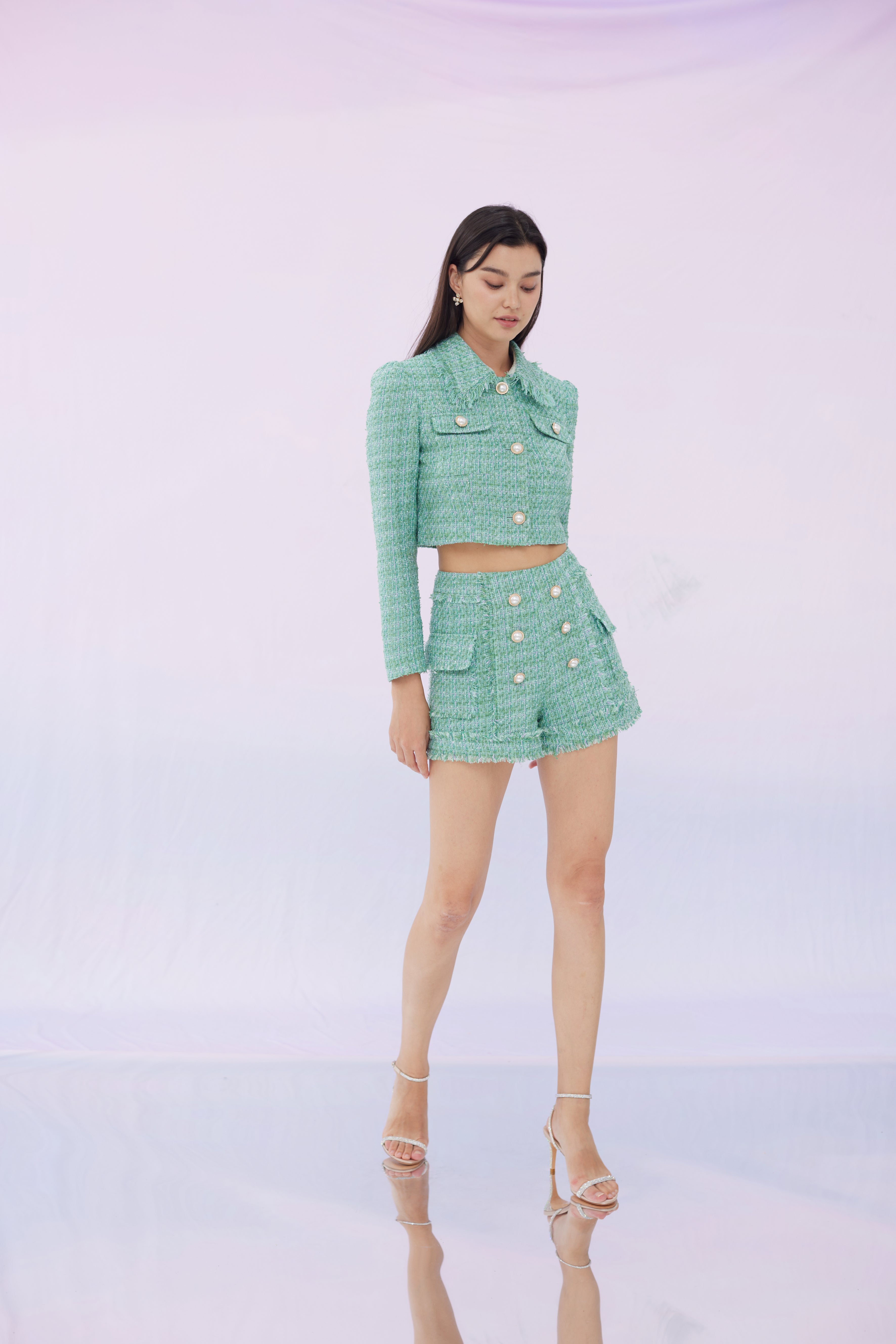 Gene Multi Green Tweed Shorts