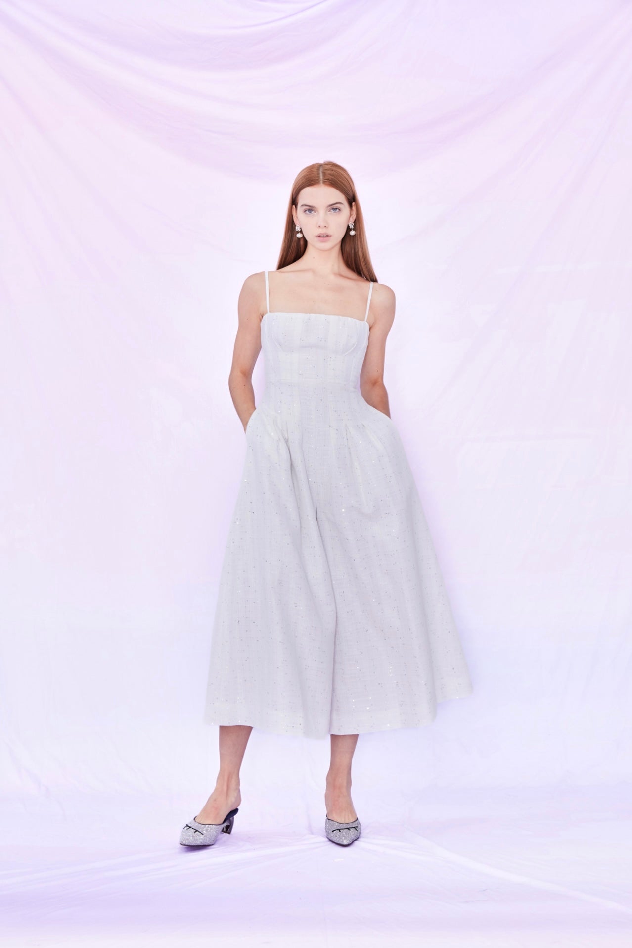 Franka Spaghetti Sequins White Jumpsuit