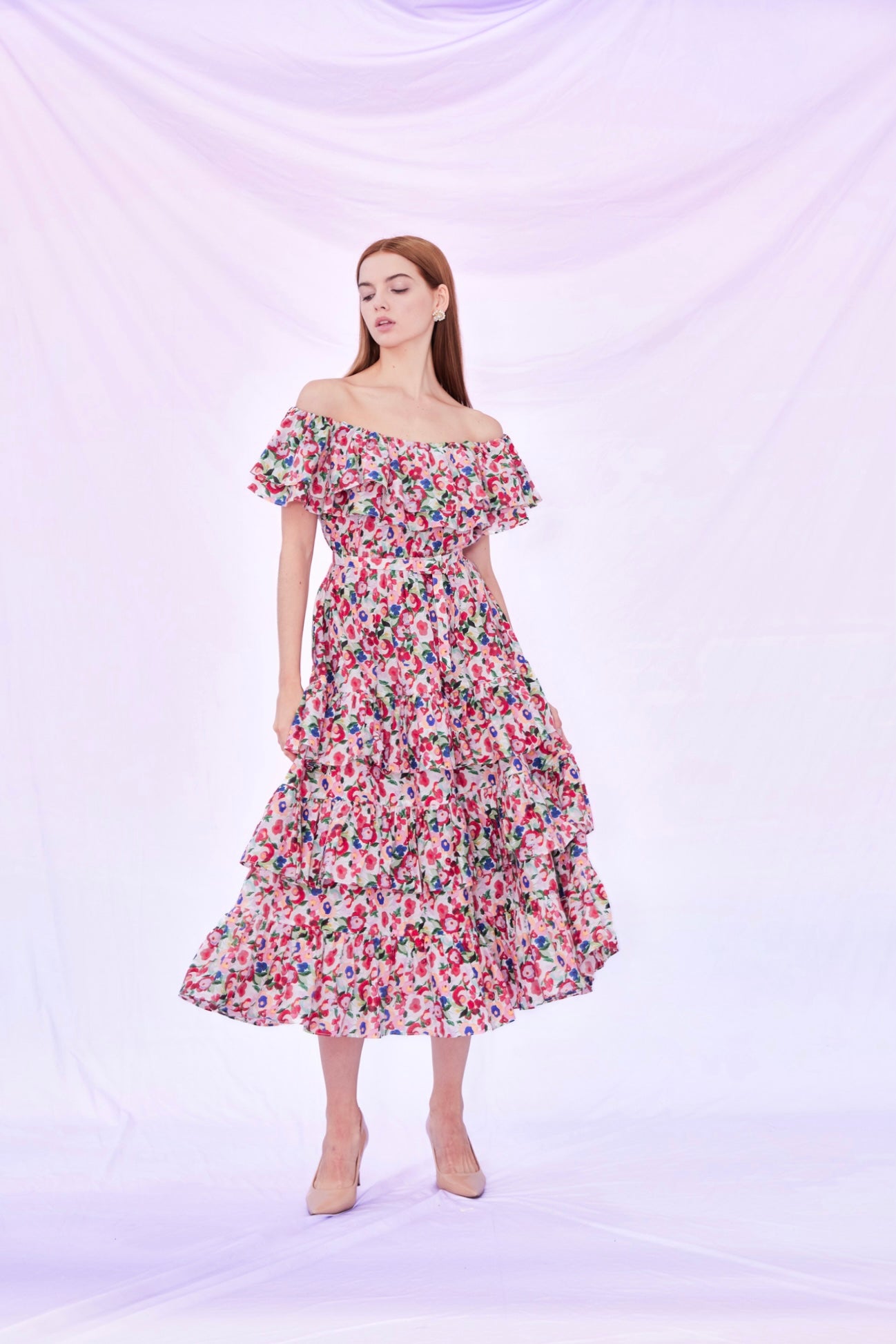 Francisca Tier Dress Red Floral