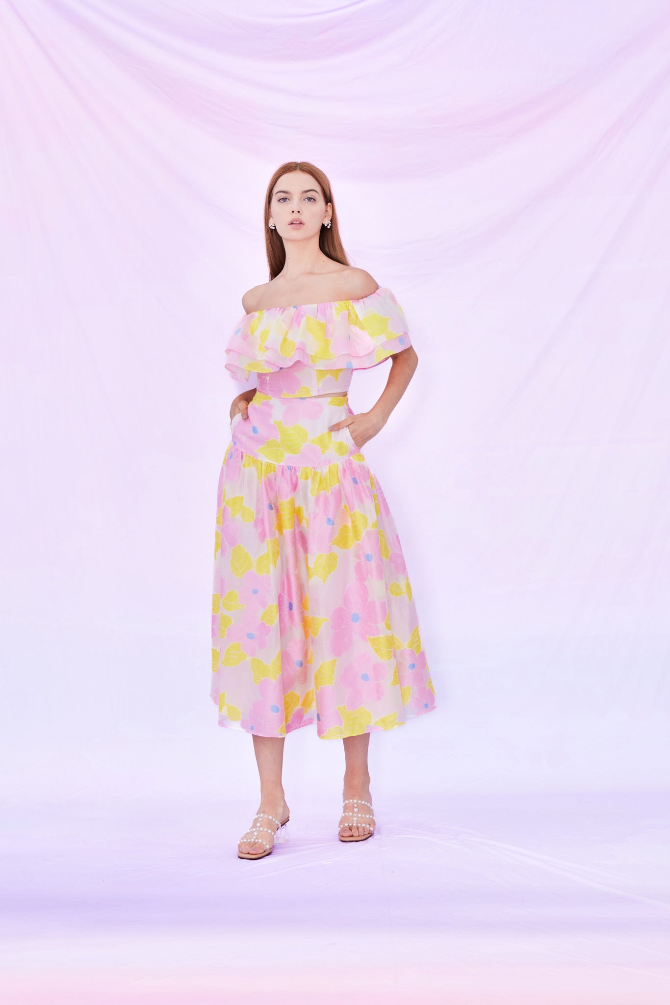 Fidella Yellow Pink Flower Top