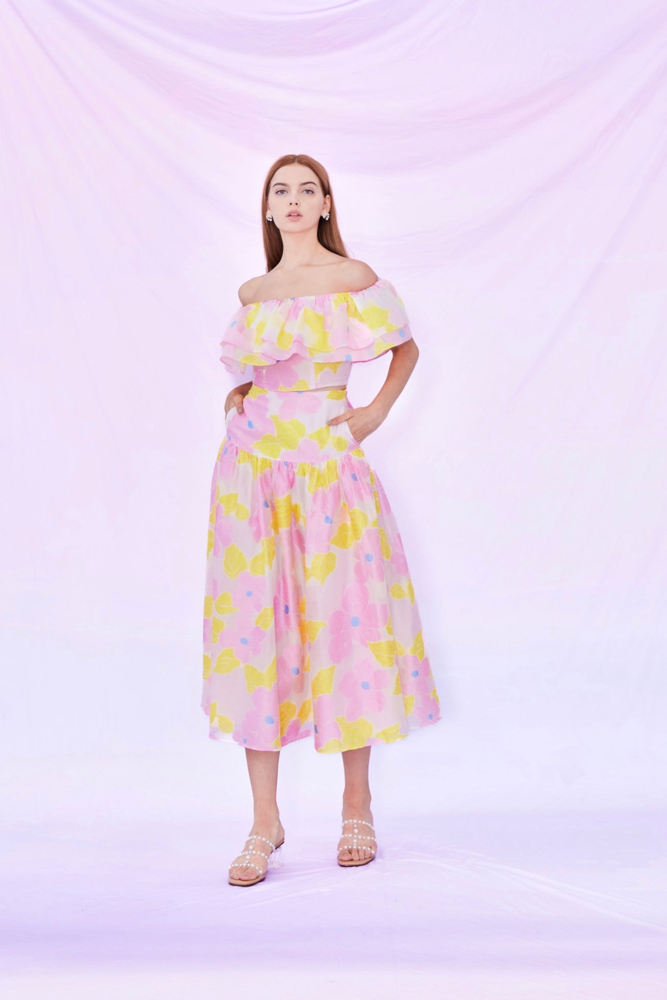 Elfrida Floral Printed Pleated Skirt