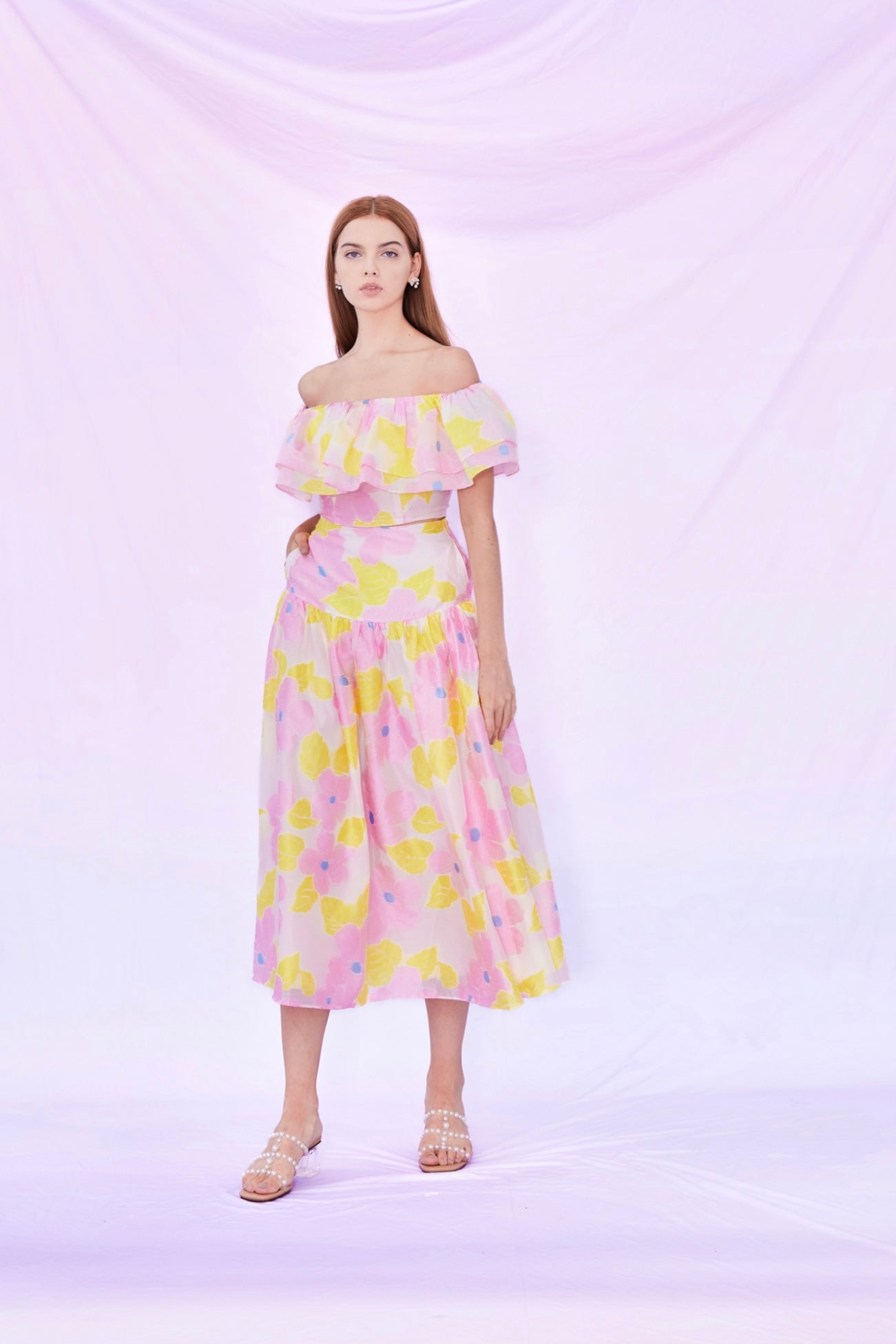 Elfrida Floral Printed Pleated Skirt