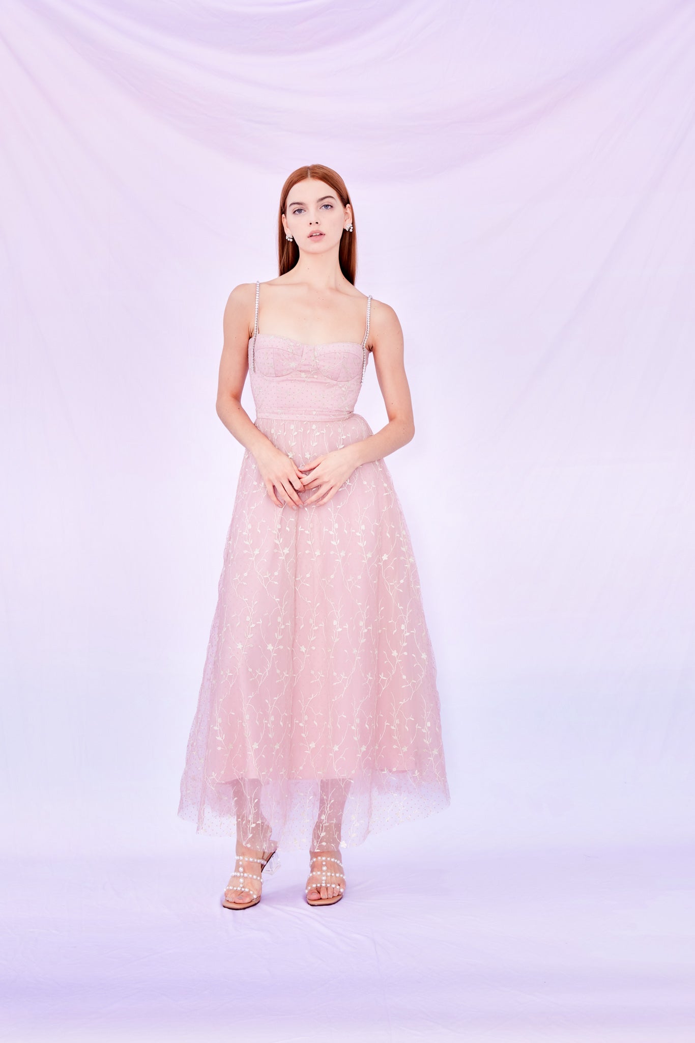 Fronia Rose Pink Sequins Long Dress