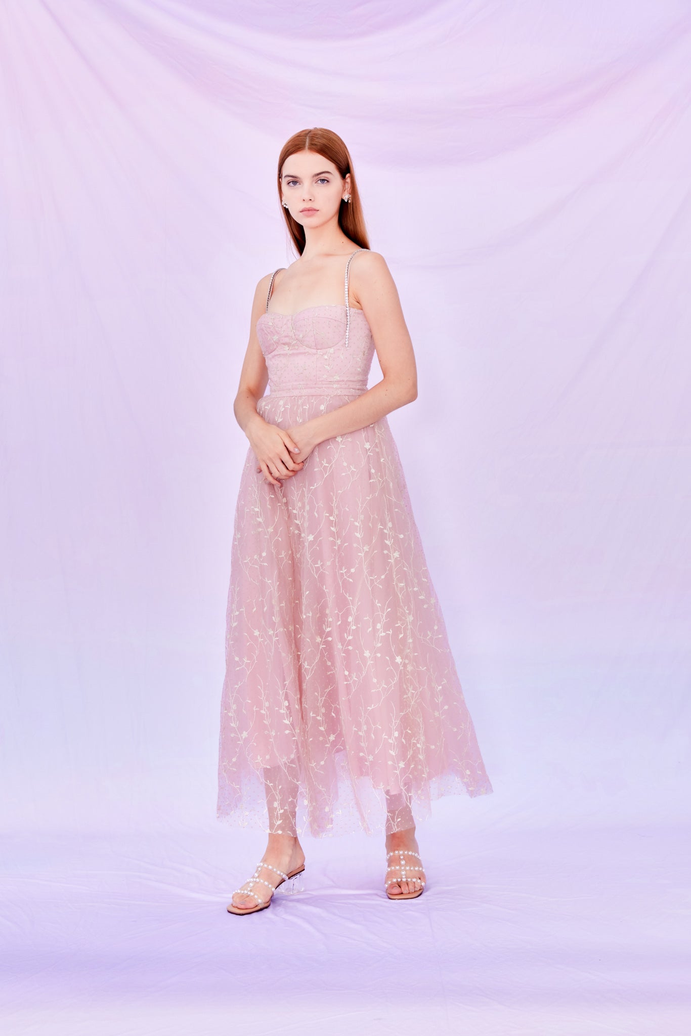 Francisca Rose Pink Sequins Long Dress