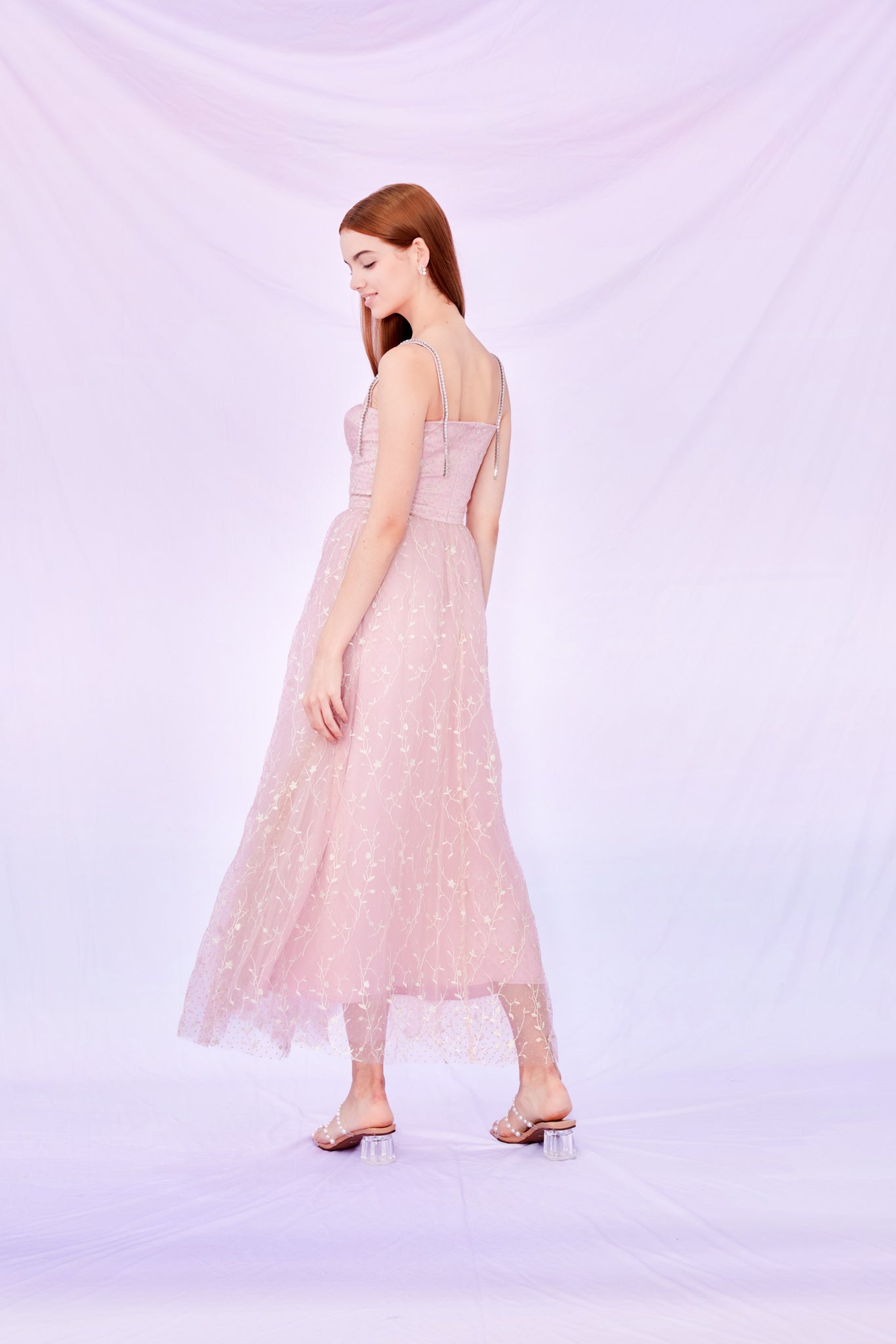 Fronia Pink Embroidery Long Dress