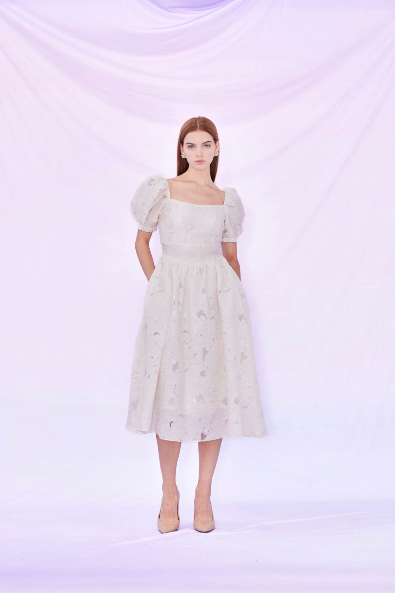 Freda Beige White Long Dress