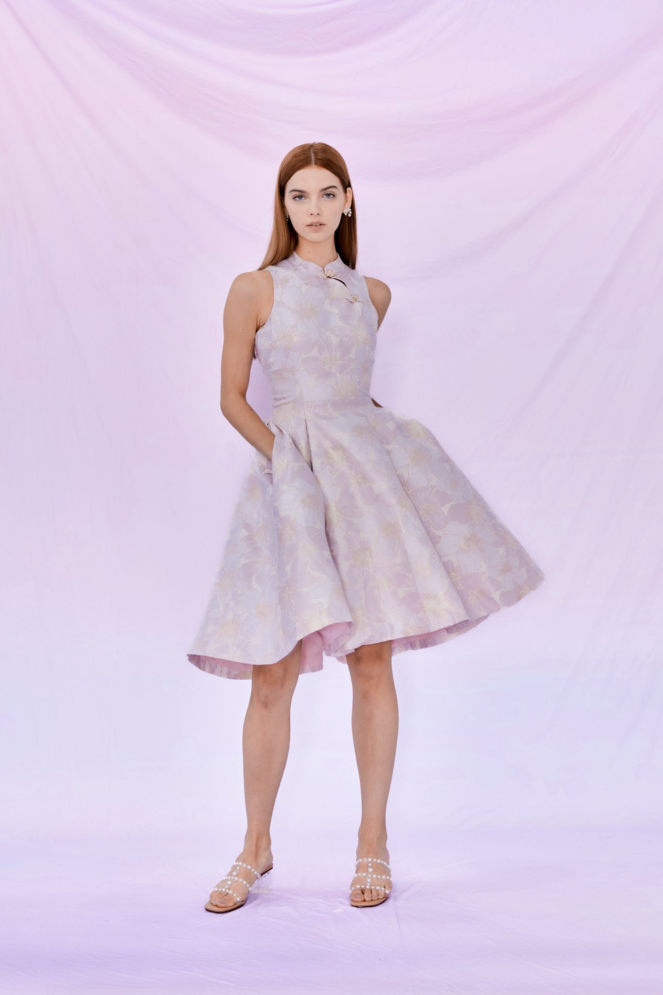 Elizea Mandarin Collared Floral Dress